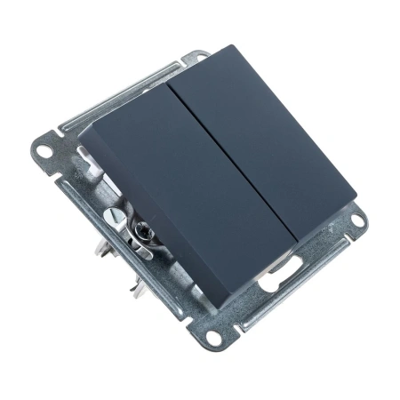 Картинка Выключатель 2 клавиши в рамку 10А механизм ATLASDESIGN Грифель Systeme Electric