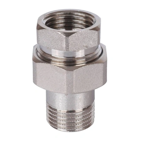 Картинка Сгон разъемный ВН 1/2' прямой американка никелированный STOUT