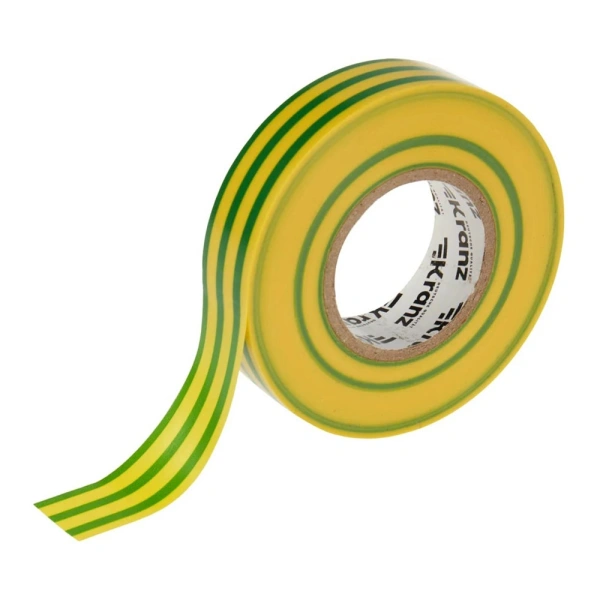 Картинка Изолента ПВХ профессиональная 19х0.18 мм 20 м Желто-Зеленая KRANZ
