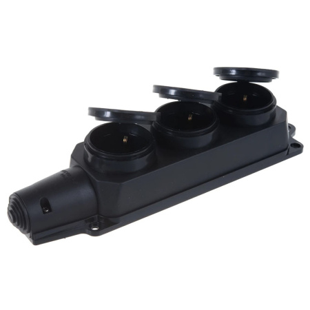 Картинка Колодка Каучук 3-ая с заглушками 2P+PE IP44 9323 IN HOME