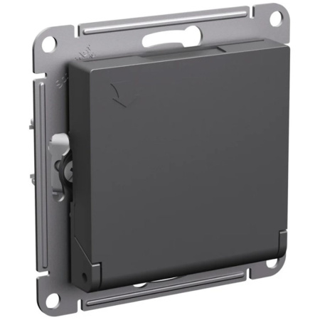 Картинка Розетка одноместная с з/к с шторками и крышкой в рамку 16А Базальт Systeme Electric ATLASDESIGN