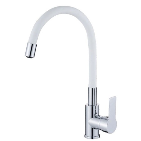 Смеситель для кухни гибкий силиконовый излив латунь VALFEX Estreya Chrome White VF.70112-8