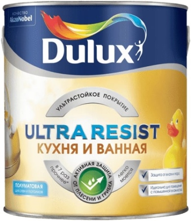 Краска Dulux Ultra Resist Кухня и ванная полуматовая 2,5 л