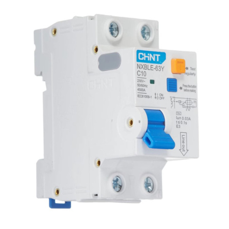 Картинка Выключатель автоматический дифференциальный 1п+N C 10А 30мА AC 4.5кА NXBLE-63Y CHINT
