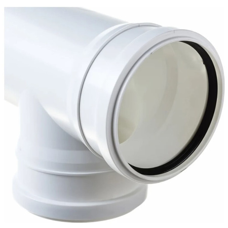 Картинка Тройник 110х110/87° для внутренней канализации бесшумный Белый Политэк
