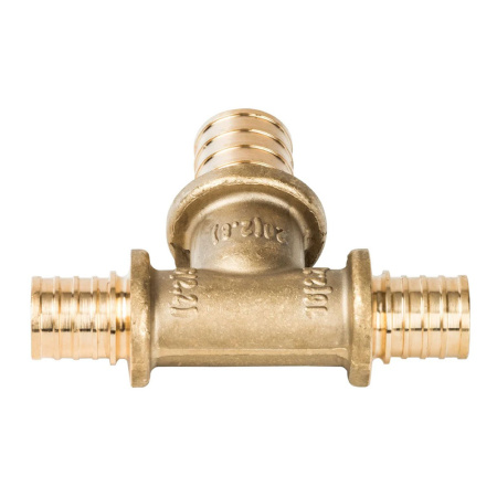 Картинка Тройник 16x20x16 мм латунь для труб из сшитого полиэтилена аксиальный STOUT