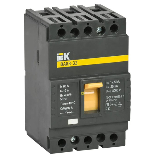 Картинка Выключатель автоматический  ВА88-32 3Р 63А 25кА IEK