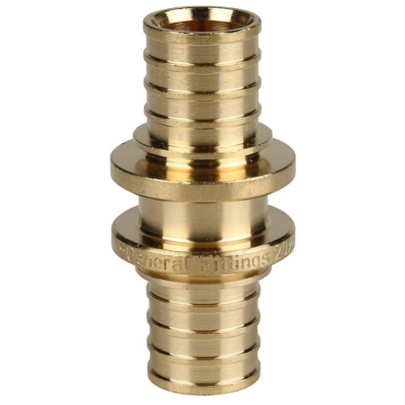 Картинка Муфта 20 мм латунь для труб из сшитого полиэтилена аксиальный STOUT