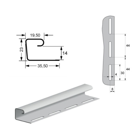 Картинка J-Профиль Ванильный 3000 мм Grand Line