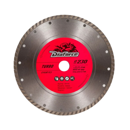 Круг алмазный 230х22,23х8х2,7 мм Diaforce турбо