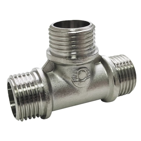 Тройник НР-НР-НР 1/2" х 1/2" х 1/2" латунный переходной никелированный VALFEX