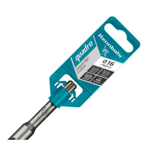 Картинка Бур 16х460 мм SDS-plus 4 грани RENNBOHR Quadro