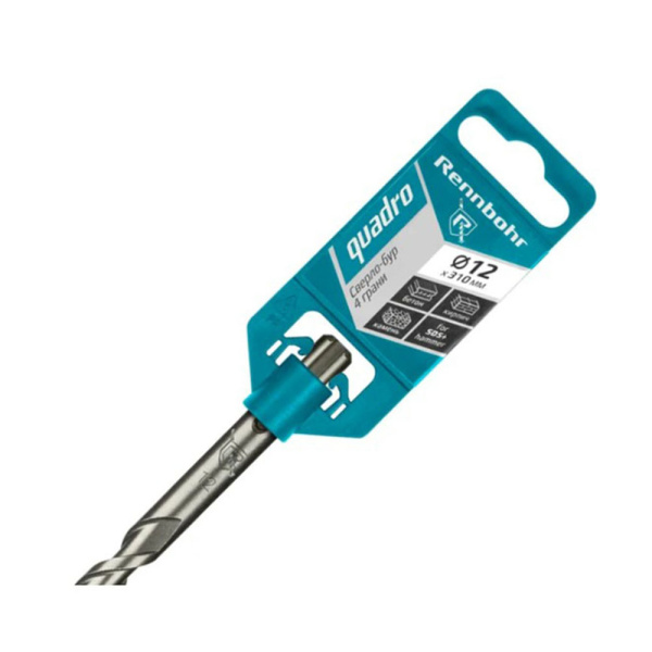 Картинка Бур 12х310 мм SDS-plus 4 грани RENNBOHR Quadro