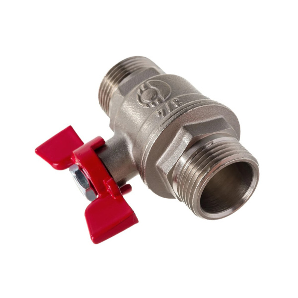 Картинка Кран шаровой 3/4" НР/НР ручка-бабочка латунь никелированный VALFEX PREMIUM