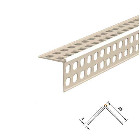 Профиль угловой  IDEAL Ш-У4 25х25х3000 мм ПВХ перфорированный