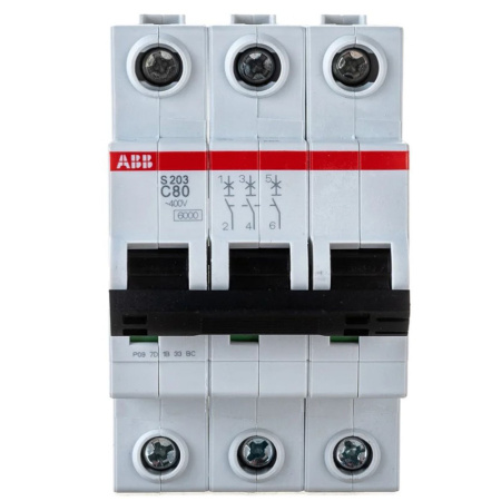 Картинка Автоматический выключатель 3п S203 С 80А 6,0кА ABB