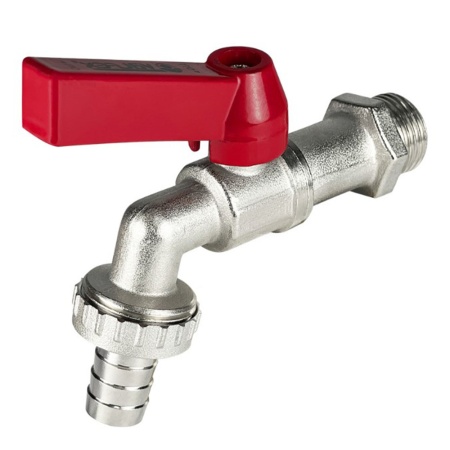 Кран шаровой латунный 1/2" водоразборный со штуцером ручка-рычаг VALFEX VF.435.NR.012