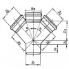 Картинка Канализационная крестовина Политэк двухплоскостная 110х110х50/90° правая Серая