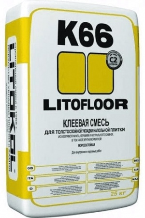 Клей для плитки толстослойный Литокол литофлур К66 25 кг