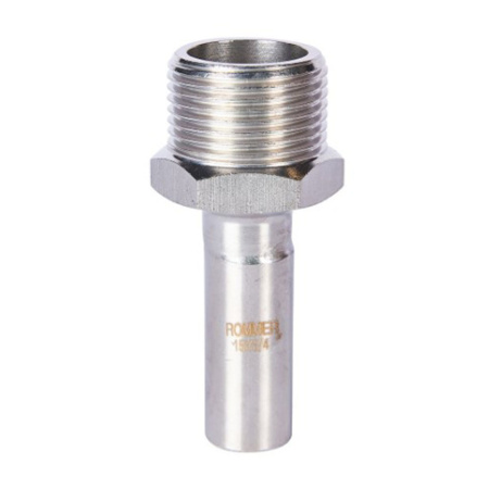 Картинка Вставка переходная НПр-НР Ø 15х3/4" Нержавеющая сталь ROMMER