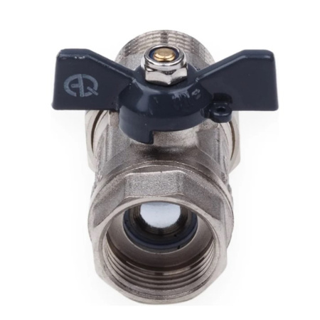 Картинка Кран шаровой со сгоном ВН 3/4 U бабочка никелированный AQUALINK