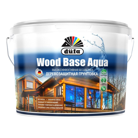 Грунт для дерева Dufa Wood Base Aqua c биоцидом бесцветная 9 л