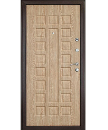 Картинка Дверь Форпост Квадро Ель карпатская размер 860х2050 мм Левая с цилиндрическим замком и дверной фурнитурой