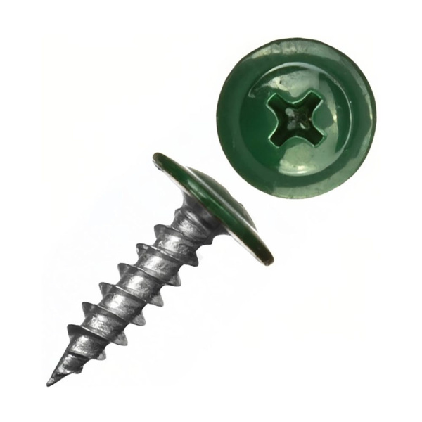 Картинка Саморез с пресс-шайбой 4.2х19 мм острый RAL6005 Зеленый
