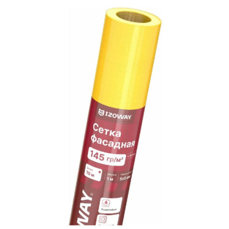Сетка стеклотканевая фасадная 5х5 мм 145 г/м² 1х10 м IZOWAY