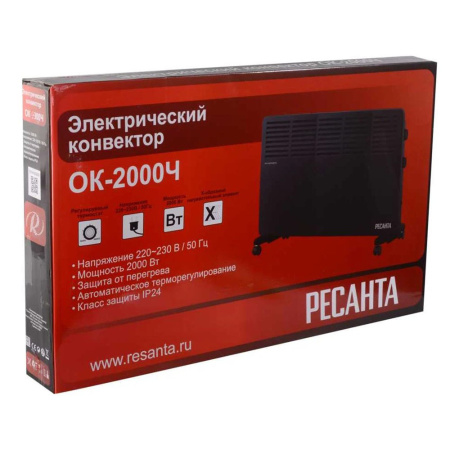 Картинка Конвектор электрический Черный ОК-2000Ч 67/4/37 Ресанта