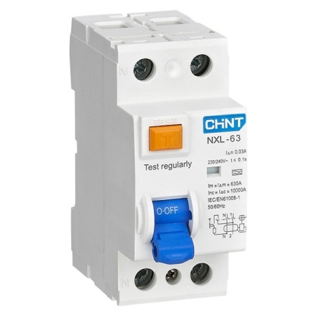 Выключатель дифференциального тока CHINT УЗО 1п+N 25А 30мА тип AC 6кА NXL-63 R 280721