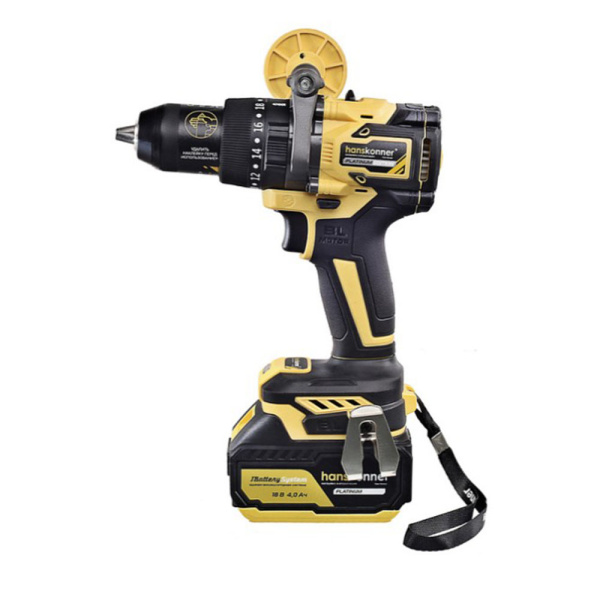 Картинка Дрель аккумуляторная ударная 18В 165Нм 2Ач+4Ач кейс HCD18165BLI Hanskonner PLATINUM