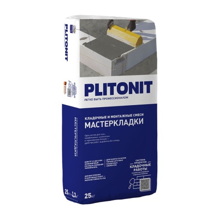 PLITONIT мастер кладки смесь, клей для газобетона и пеноблоков 25 кг