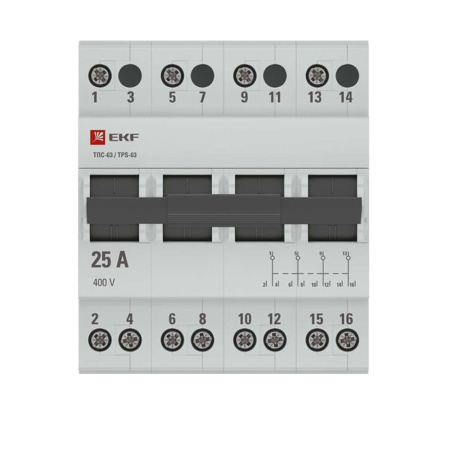 Картинка Трехпозиционный переключатель ТПС-63 4P 25А PROxima