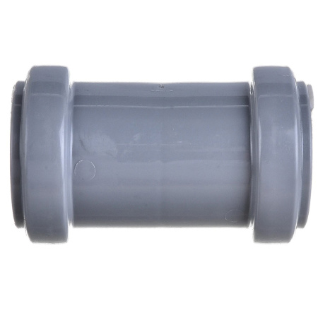 Картинка Муфта двухраструбная Ø 40 для внутренней канализации Серая Политэк