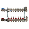 Коллектор нержавеющая сталь 7 выходов с кранами воздушниками расходомерами SMS 0907 000007 STOUT