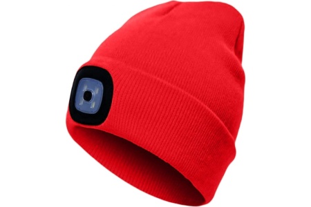 Шапка с фонариком Красная KOCHat_red Космос