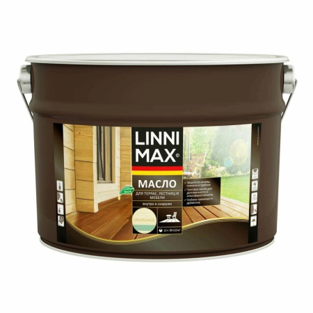 Масло для террас лестниц и мебели по дереву 9 л Linnimax