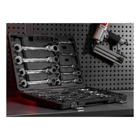 Картинка Набор ключей комбинированных трещоточных шарнирных 13 шт MATRIX