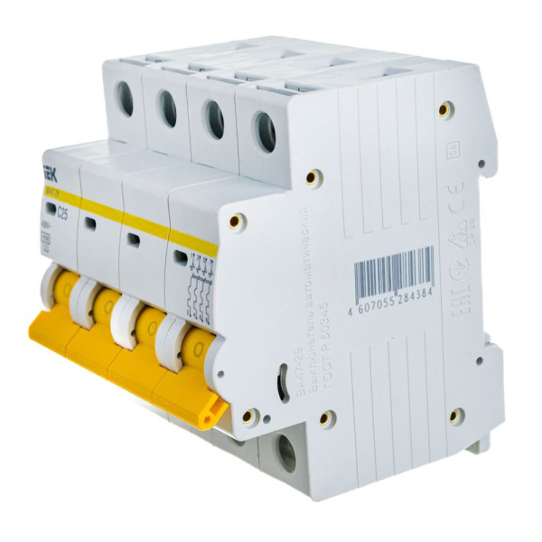 Картинка Выключатель автоматический 4п 25А С ВА47-29 4.5кА IEK