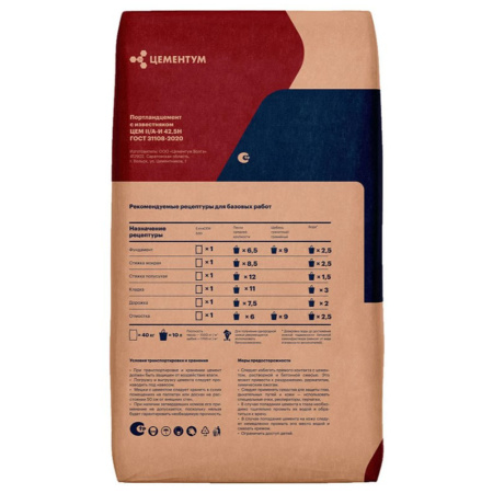 Картинка Цемент ЦЕМЕНТУМ М500 40 кг Коломна