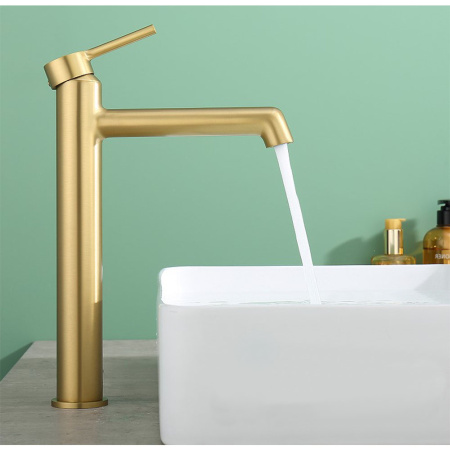 Картинка Смеситель для умывальника высокий Золотой сатин RAGLO 9R20.15.03