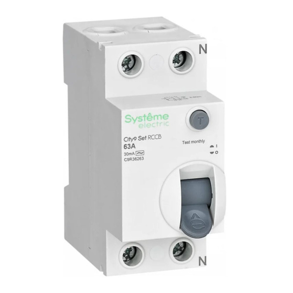 Картинка Выключатель дифференциального тока 63А 2P 30мА AC 230В City9 Set Systeme Electric УЗО