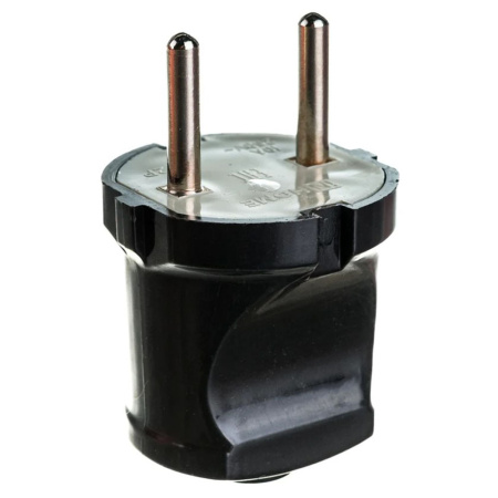 Картинка Вилка электрическая прямая без заземления 10А 250В 4242 Черная IN HOME