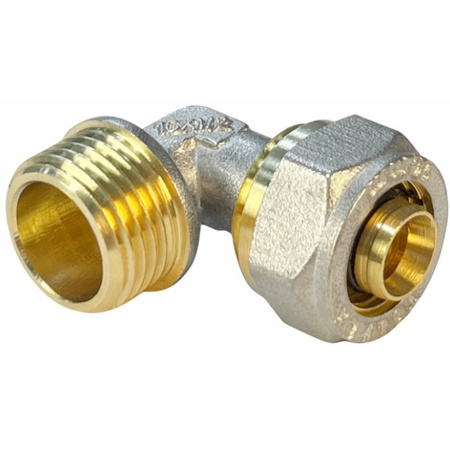 Картинка Уголок обжимной переходной для труб металлопласт Ø 16x1/2' НР Valfex VF.353.N.016012