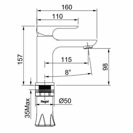 Картинка Смеситель для умывальника Хром RAGLO 9R03.10