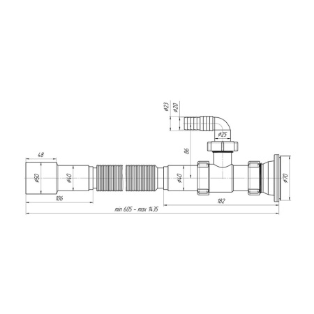 Картинка Сифон для мойки гофрированный 1 1/2" x 40/50 сетка АНИ Пласт G118