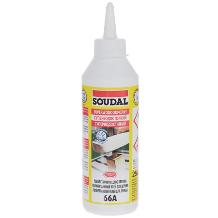 Водостойкий полиуретановый клей для дерева 66A Soudal D4 750 мл