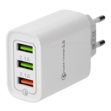 Картинка Сетевое зарядное устройство для iPhone/iPad 3 х USB 5V 3A Белое REXANT