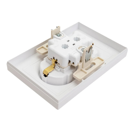 Картинка Розетка 2-х местная с заземлением и шторками в сборе Белая ATLASDESIGN Systeme Electric